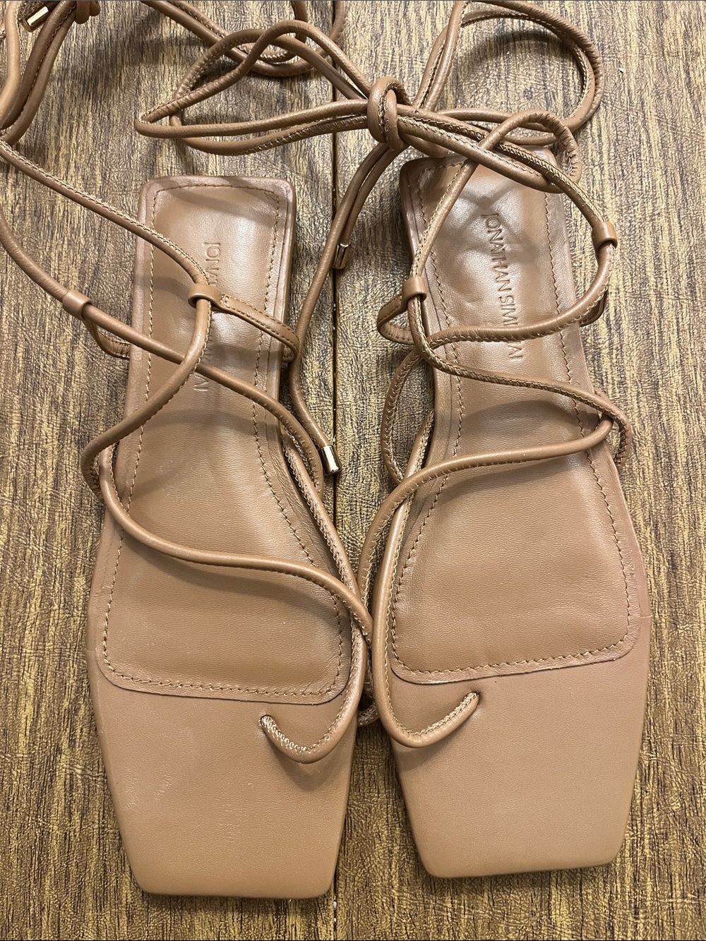 Jonathan Simkhai Women’s Lace-Up Gladiator Square Toe Sandals - Tan